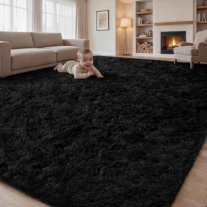 Area Rugs 9x12 Living Room Bedroom: Soft Fluffy Shag Rugs Upgrade Non-Slip High by EXPEDIX