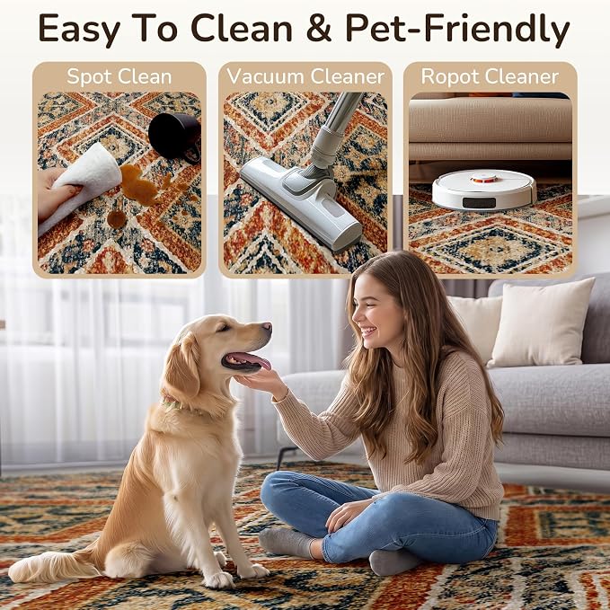 BESTSWEETIE Area Rug 6x9 Rug Machine Washable Non-Slip Low Pile Print Pattern - Image 4