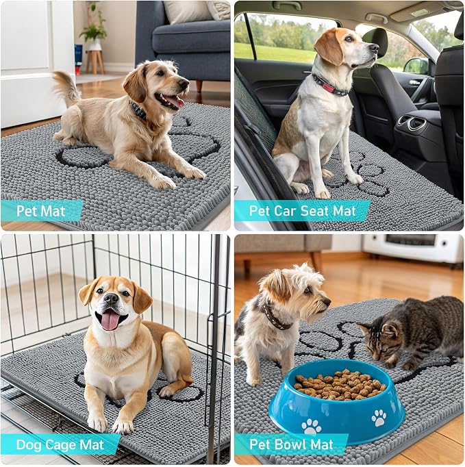 OLANLY Dog Door Mat for Muddy Paws 24x16, Paw Print Design, Absorbs Moisture - Image 7