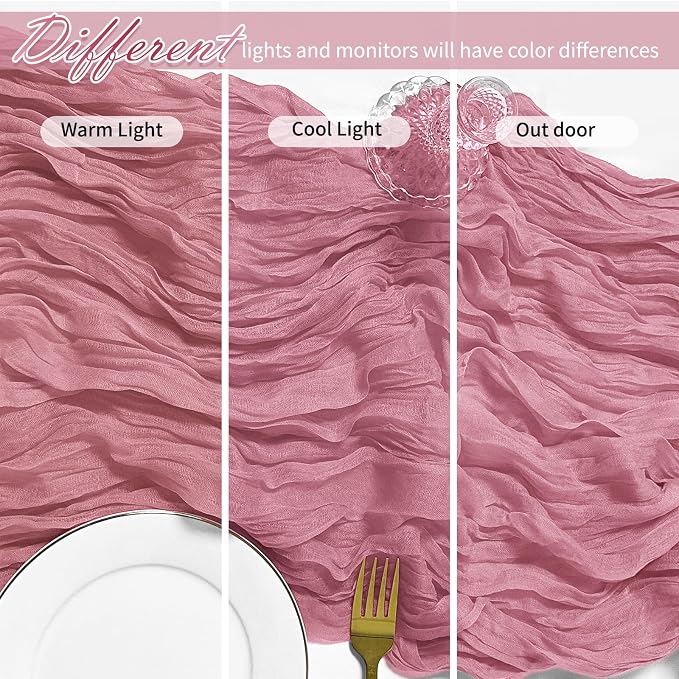 25 Pack Dusty Rose Cheesecloth Table Runner 17 x 108 Inch Gauze Table Runner - Image 4