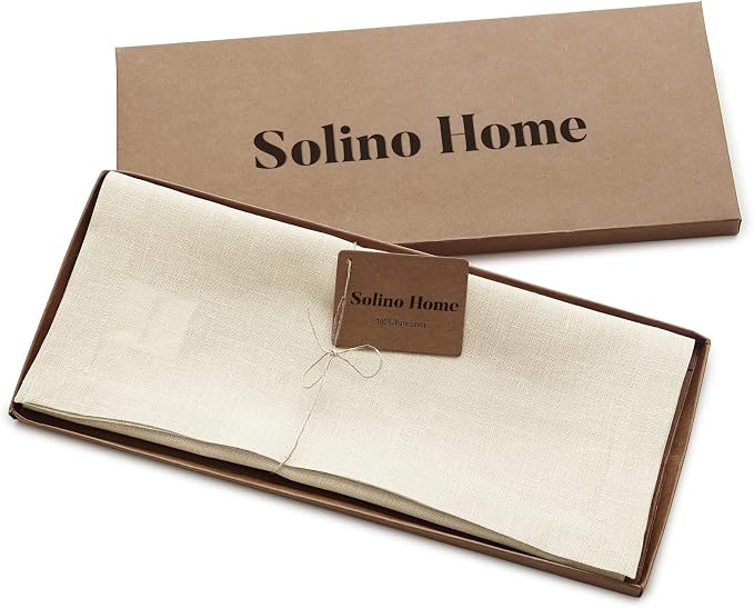 Solino Home 100% Pure Linen Table Runner Ivory, Fete 14 x 144 Inch Long | Table - Image 5
