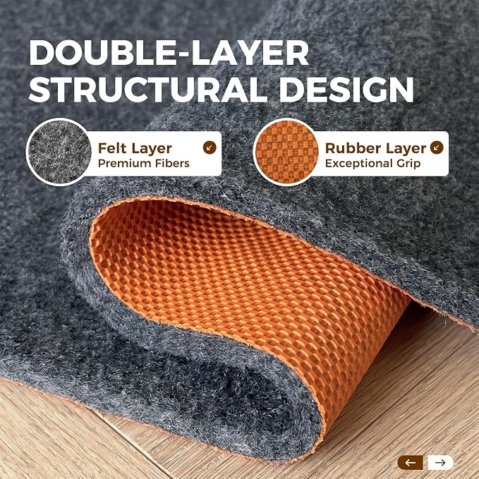 Rug Pad 2 x 3 Ft Non-Slip, Felt and Natural Rubber Backing, 1/4" Thick - Image 6