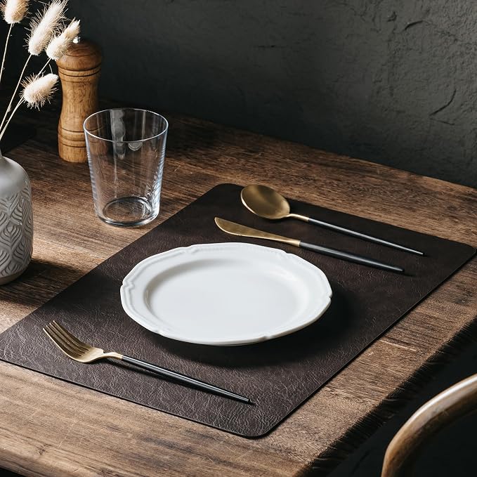 Placemats Set of 4, DOLOPL Reversible Dual-Color Faux Leather Place Mats - Image 5