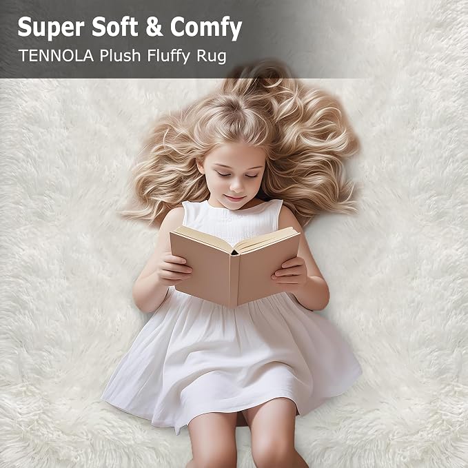 Soft Fluffy White Rug for Bedroom Living Room, 4x6 Furry Cream Area Rug Soft - Image 9