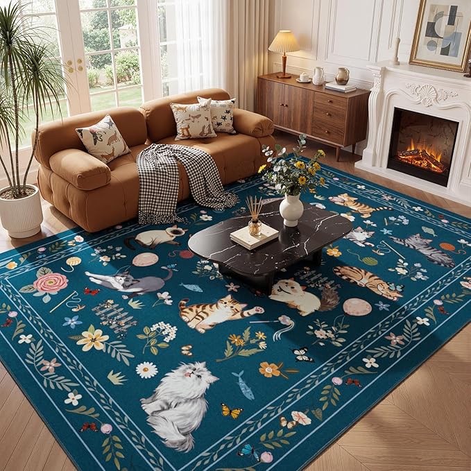 Unirea 8x10 Dark Blue Cat Area Rugs - Image 8