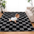 Super Soft Rug for Bedroom, 3x5 Ft Grey and Black Area Rug Classic Checkered by TOOHUB