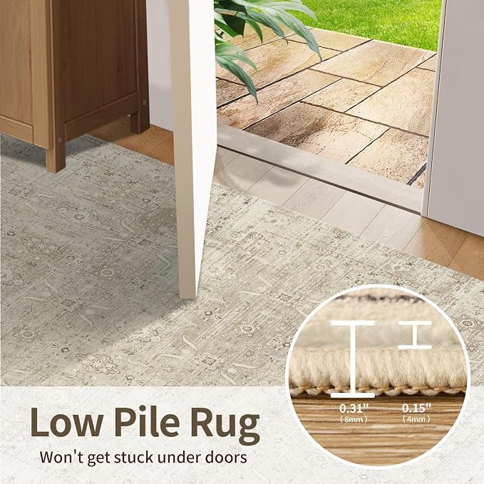 Rugxara 5x7 Area Rugs for Living Room Bedroom, Vintage Floral Retro Boho Non - Image 8