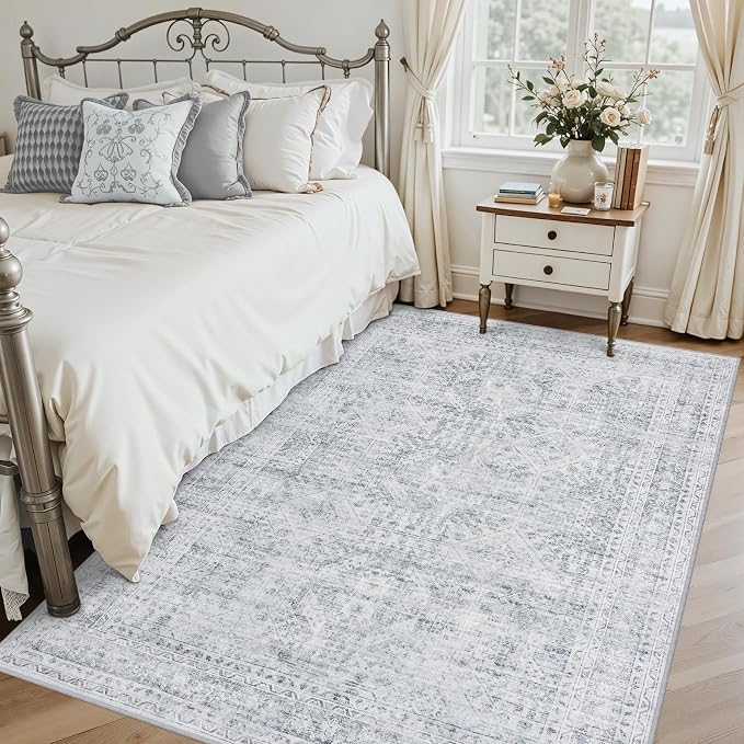 4x6 Area Rugs for Living Room: Vintage Boho Neutral Washable Rug Indoor Soft - Image 2