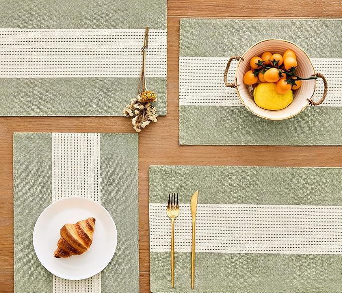Wracra Linen Placemats, 12 x 18 Inch Set of 6 Placemats, Farmhouse Macrame - Image 4