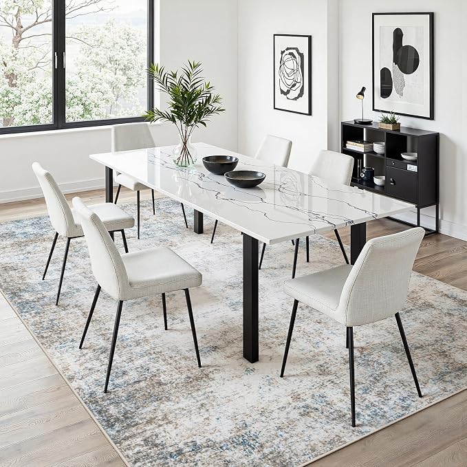 Area Rug 10x14 Living Room Rug Washable: No-Slip Abstract Soft Thin Large Brown - Image 5