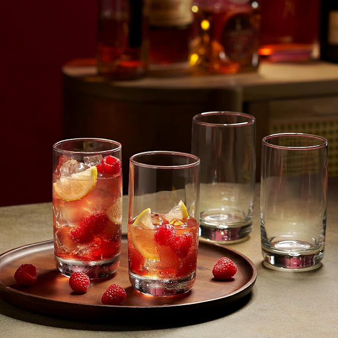 Set of 4 Highball Glasses 16 Oz Collins Cocktail Drinking Glass Cups, Bubble - Image 2