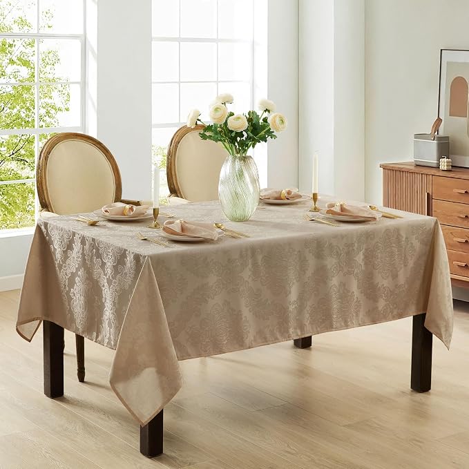 Newbridge Barcelona Luxury Damask Fabric Tablecloth, 52” Wide x 52” Square - Image 6