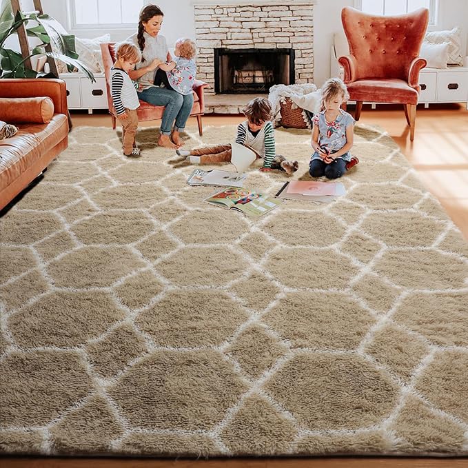 ONASAR Area Rugs for Bedroom Living Room, 4x6 Fluffy Beige and White Throw Rug - Image 9