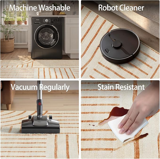 DCX Abstract Machine Washable 5x7 Rug, Soft Low Pile Non Slip Carpet, Kid & Pet - Image 7