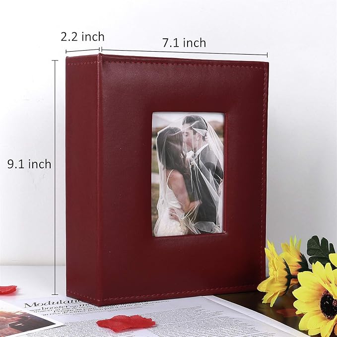 RECUTMS Photo Album 200 Pocket Album Black Page Leather Cover 4x6 Photo Sleeves Boy Girl Family Wedding Photo Albums Wedding Holiday （Brown）