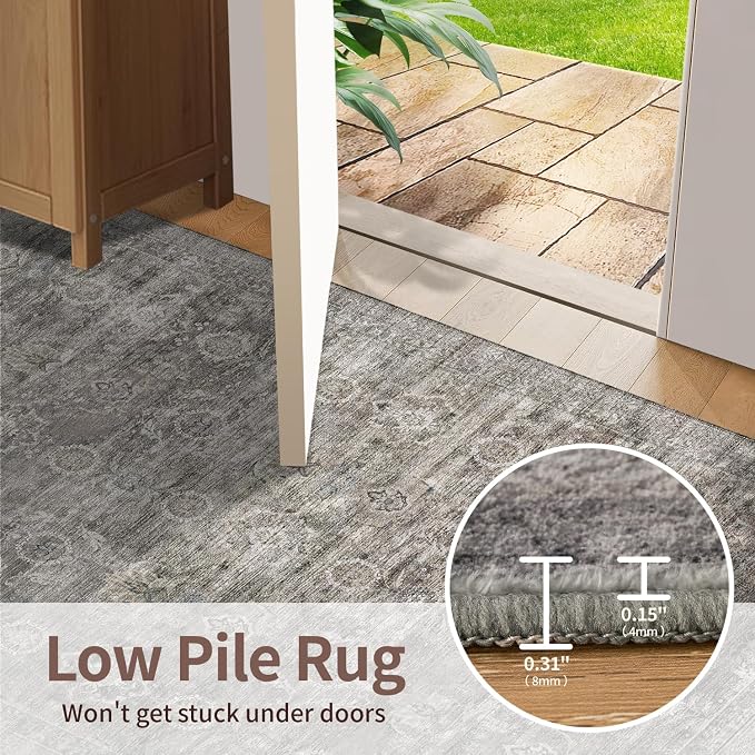 Rugxara 2x6 Runner Rug, Washable Kitchen Rugs, Non Slip Low Pile Area Rug Carpet - Image 6
