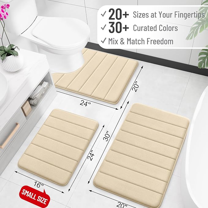OLANLY Memory Foam Bath Mat 70x46, Super Soft Absorbent Bathroom Rugs, Quick Dry - Image 2