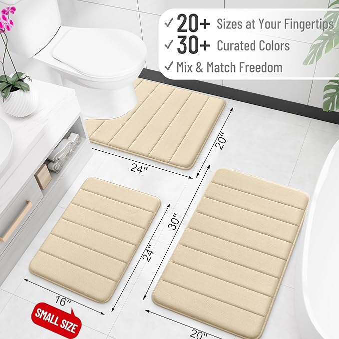 OLANLY Memory Foam Long Bathroom Rugs Runner 44x20, Super Soft Absorbent Bath - Image 2