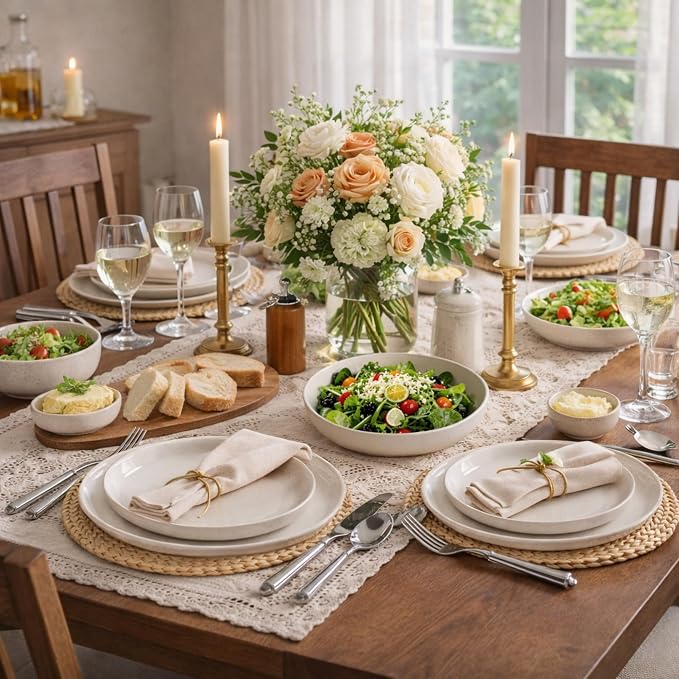 AmorArc Dinnerware Sets for 4, 16 Pieces Ceramic Plates and Bowls Set | Scratch - Image 7