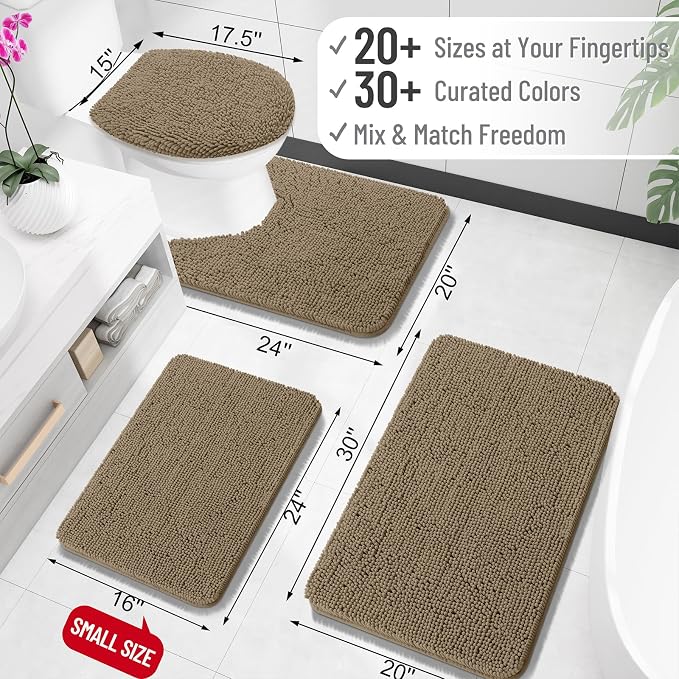 OLANLY Bathroom Rugs 30x18, Extra Soft Absorbent Chenille Bath Rugs, Rubber - Image 2