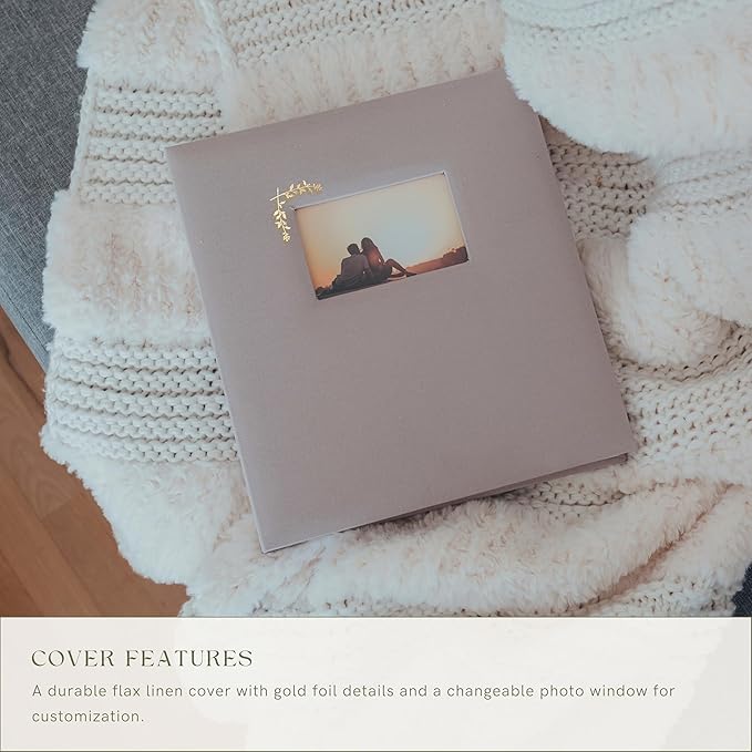 Premium Scrapbook Album – Acid-Free Photo Album with Writing Space – 100 Pages for Size 4x6 – Holds 500 Photos – Wedding, Baby, Travel & Family Memories (Taupe/Grey)