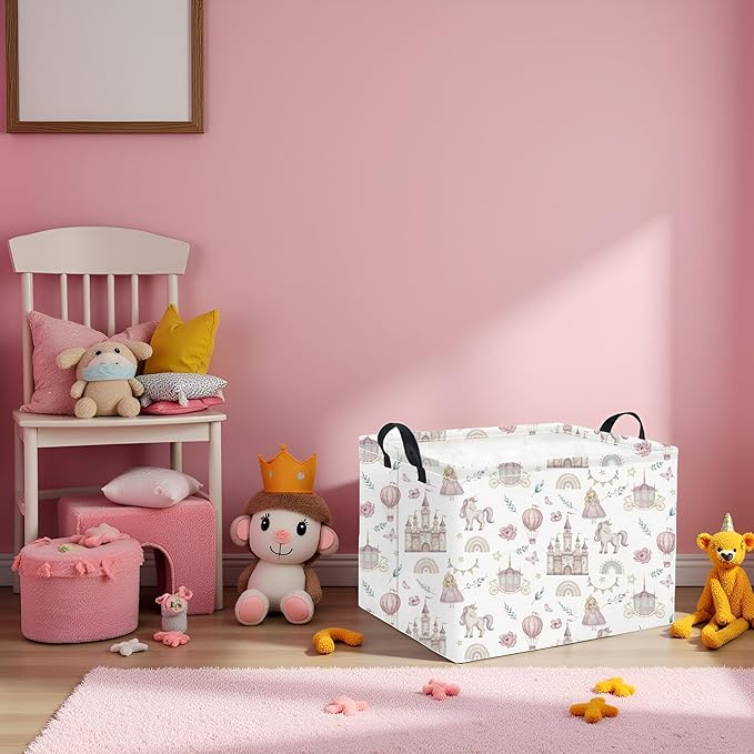 HIYAGON Rectangular Baby Girl Basket Kids Baby Storage Basket Toy Storage Bin Organizer Box Room Decor(Castle)