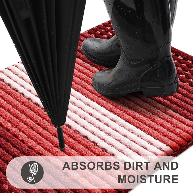 Kitinjoy Indoor Outdoor Door Mat, 48x30 Non-Slip Absorbent Dirt Trapper - Image 2