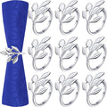 Hotop Set of 12 Leaf Napkin Rings Silver Metal Napkin Rings Holders Bulk by HOTOP