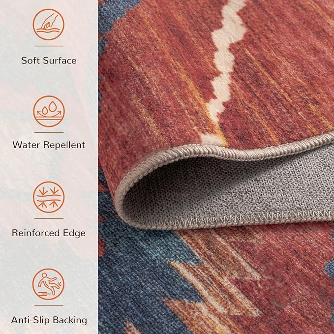 BESTSWEETIE Area Rug 6x6 Rug Machine Washable Non-Slip Low Pile Print Pattern - Image 4
