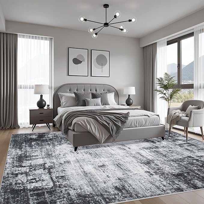 4x4 Area Rug Living Room Rug: Washable Modern Abstract Soft Thin Rug Indoor - Image 3