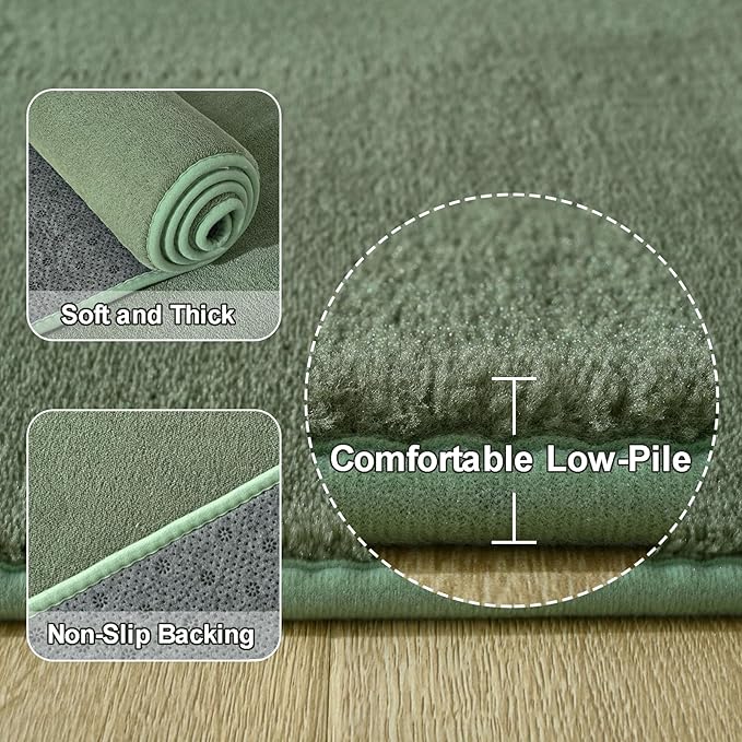Amearea 4x4 Square Area Rugs for Bedroom Living Room, Sage Green Thickened - Image 3