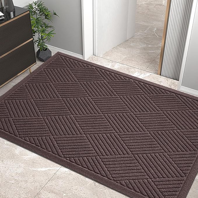 HIYARD Sturdy Front Door Mat, Absorbent Muddy Dirt Resist Welcome Door Mats by HIYARD