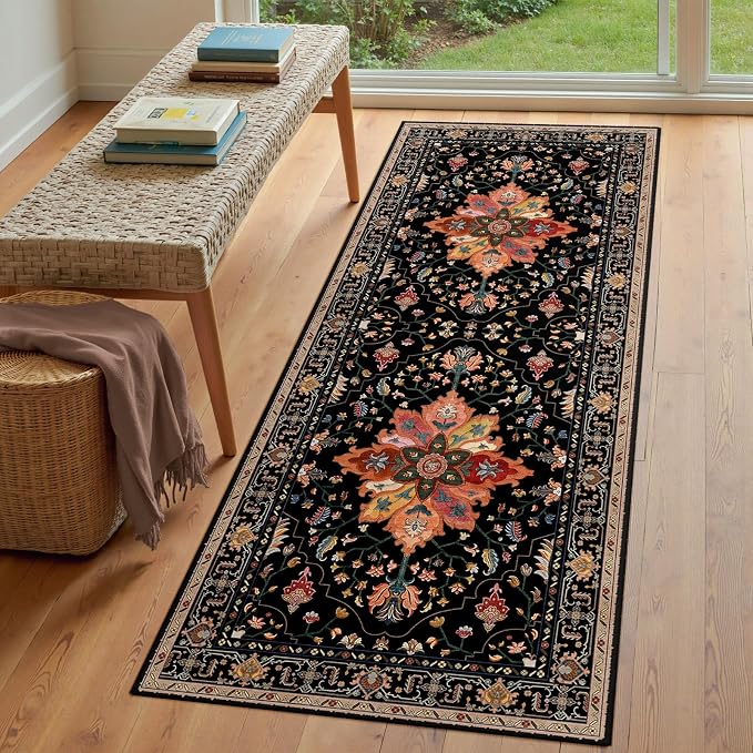 RELEANY Area Rugs Runner 3'x7' Washable Non-Slip, Floral Vintage Distress - Image 3