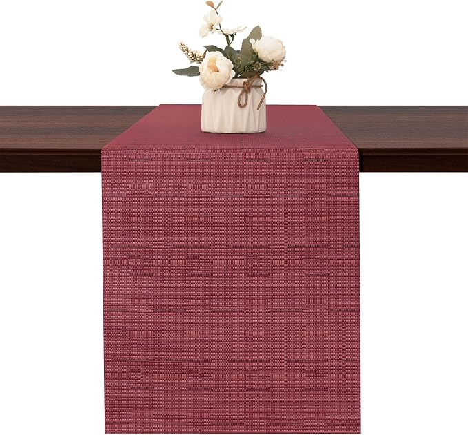 Table Runner 55 Inches Long, Vinyl Woven Heatproof Table Runners | Washable by Banchif