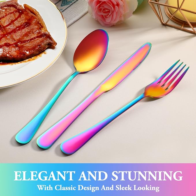 36 Pcs Rainbow Silverware Set - Image 6