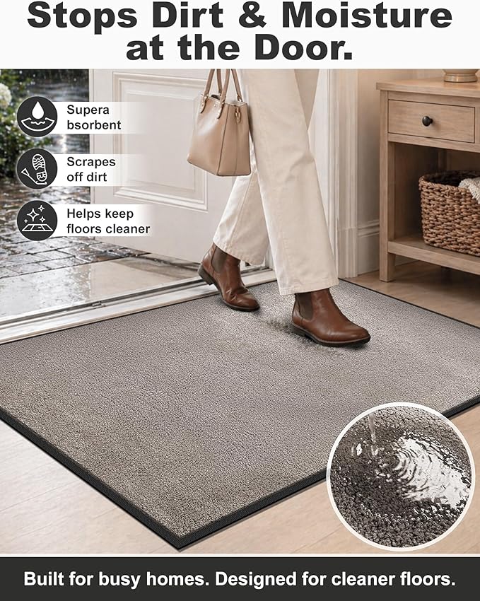 Mibao Front Door Mat Indoor Entrance, Dirt Trapper Welcome Mat - Image 5