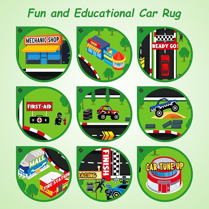Kids Playroom Rug 3x4 Ft, Washable Car Rugs Play Mat, Non-Slip Soft Learning - Image 4