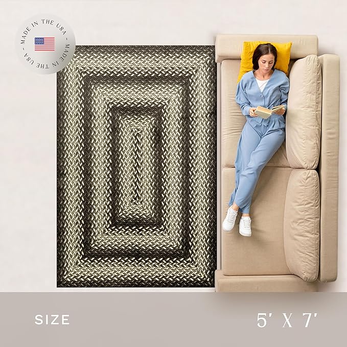 Maples Rugs Marion Bohemian Braided-Style Print Area Rug – Made in USA – - Image 4