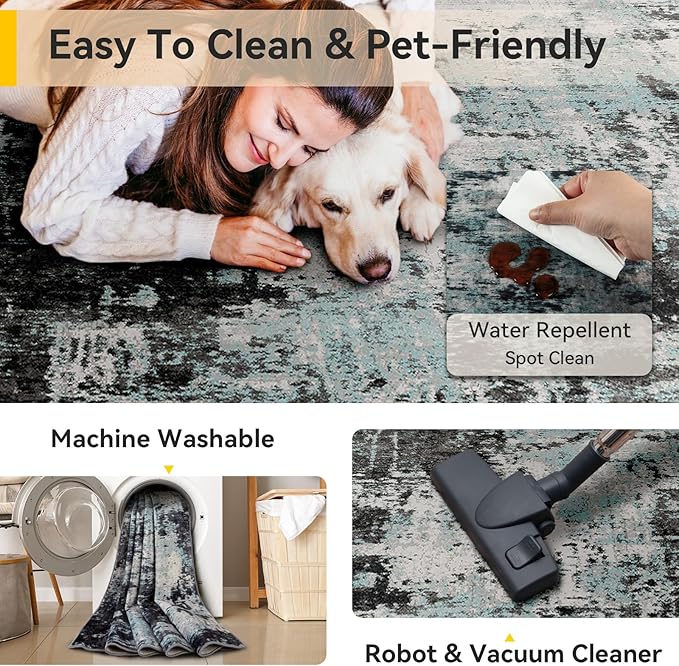 RELEANY Washable Area Rugs 5'x7' Non-Slip Modern Abstract Soft - Image 5