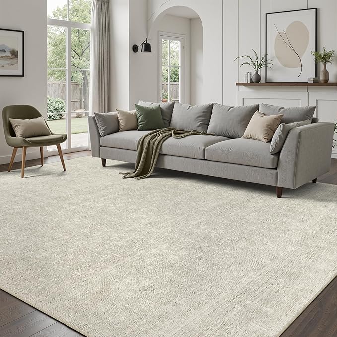 DCX 8x10 Beige Rug, Kid & Pet Friendly by DCXWashableRug