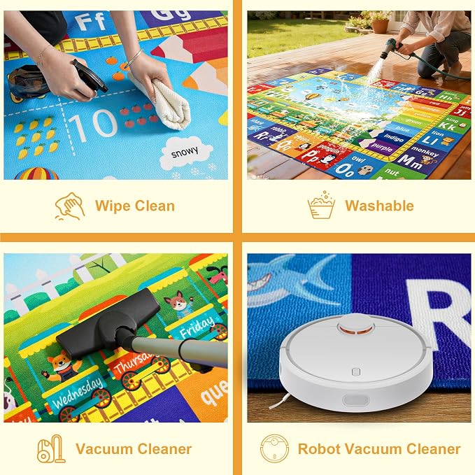 ABC Rug for Playroom Classroom Bedroom, 6x9 Kids Educational Area Rug for - Image 6