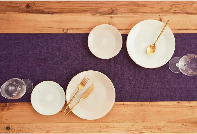 Solino Home 100% Pure Linen Dining Table Runner Grape, Athena 14 x 90 in | - Image 3