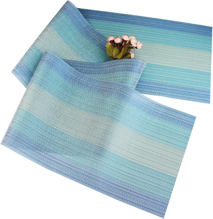 PIGCHCY Placemats Set of 6 and Table Runner, Heat Resistant Vinyl Woven - Image 5
