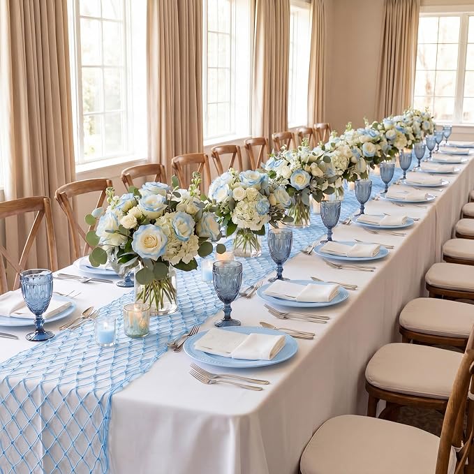 SATINIOR Fish Net Party Decorations 12 x 72'' Fishing Net Table Runner - Image 6