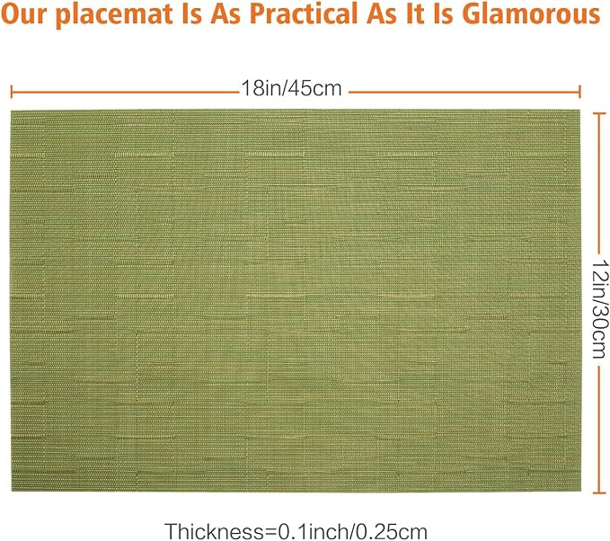 Placemats Set of 8, Vinyl PVC Heat Resistant Washable Placemats Set, Non Slip - Image 2