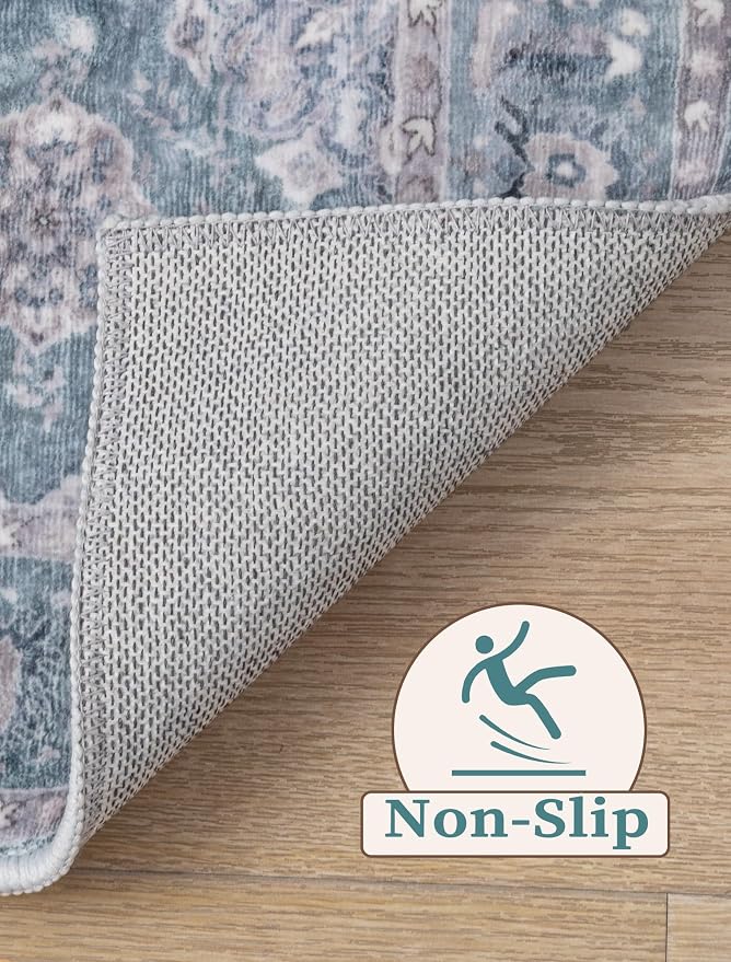 SERISSA Boho Washable Runner Rug, 2x6 Rug Non-Slip Vintage Floral Hallway - Image 3