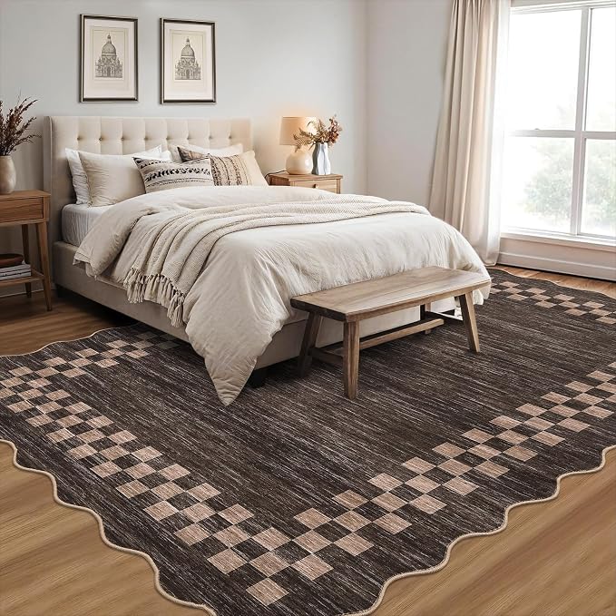 GarveeHome 10x13 Area Rug Large Living Room Scalloped Rug Non Slip Low Pile - Image 2