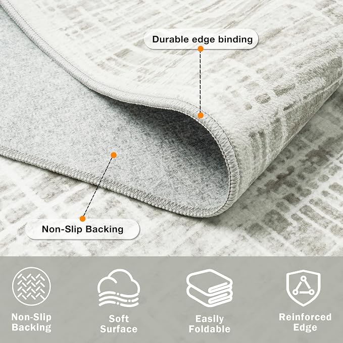 5x7 Area Rugs Washable Rug: Anti-Skid Abstract Modern Living Room Rug Soft Thin - Image 4