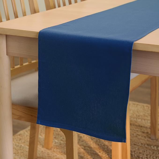 Encasa XO Table Runner, Cotton Canvas Dining Runner 13"x59" | Cobalt, 180 GSM by EncasaXO
