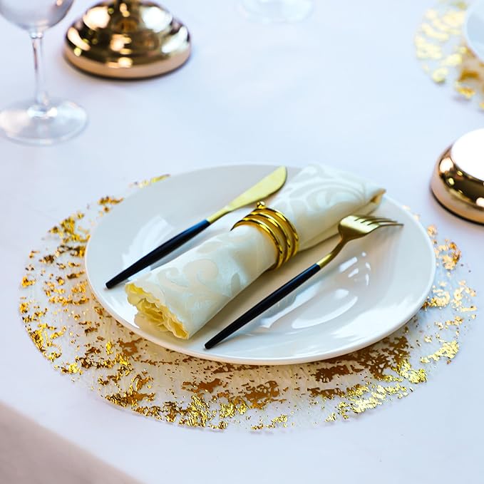 Snowkingdom Disposable Gold Placemats Set of 12 Metallic Round 13 Inch Foil - Image 2